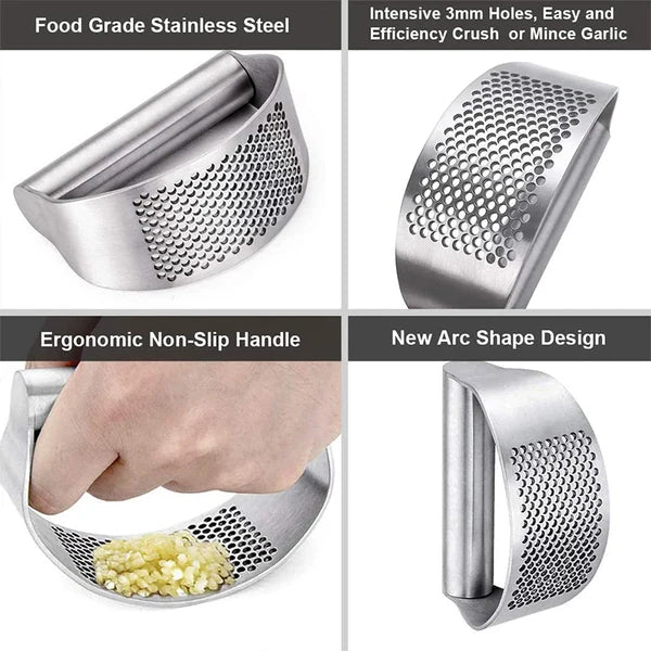 Stainless Steel Garlic Press - Effortless Manual Crusher