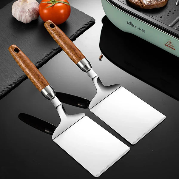 Square Head Stainless Steel Spatula with Wood Handle